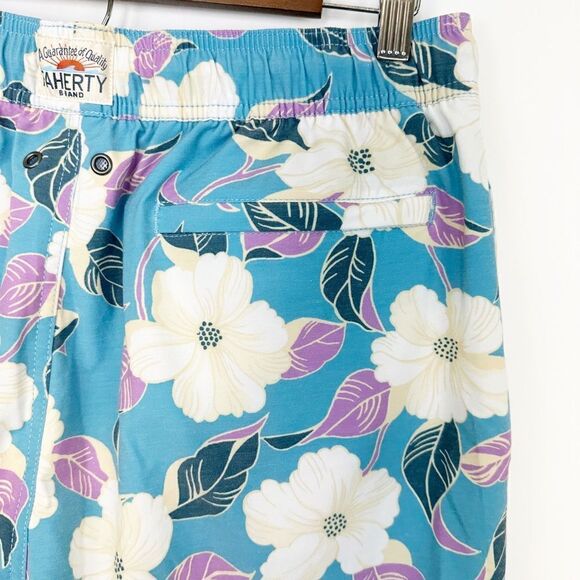 Faherty Mens Beacon Swim Trunks Blue Hawaiian Print Size Large - Picture 8 of 11